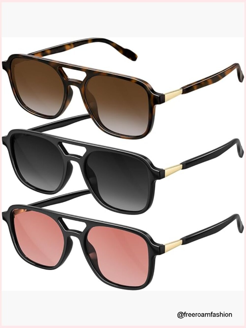 Retro Aviator Sunglasses - Polarized Rectangle UV Protection